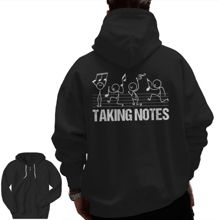 Retro Vintage Musical Taking Notes Teachers Music Love Men Zip Up Hoodie Back Print