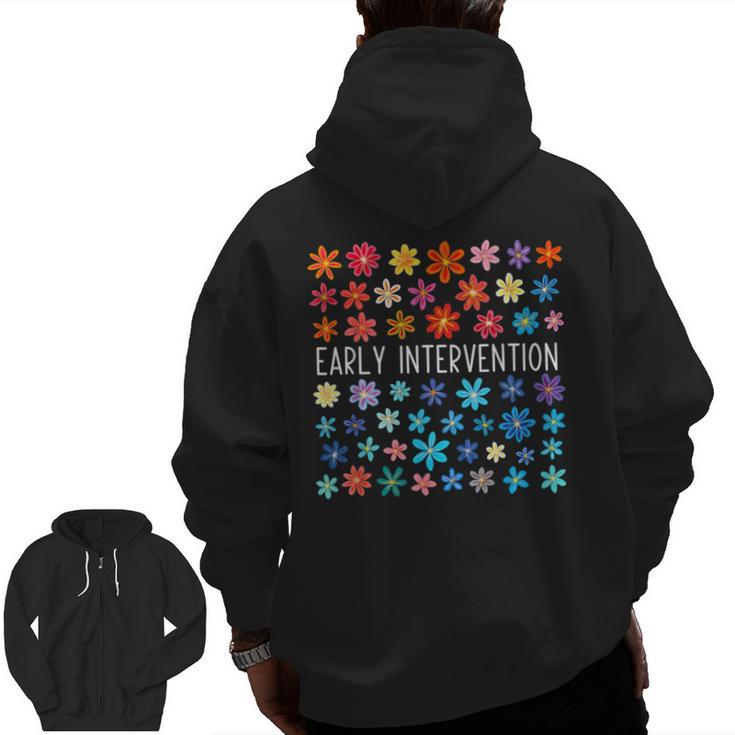Retro Wildflower Early Intervention Teacher Interventionist Men Zip Up Hoodie Back Print