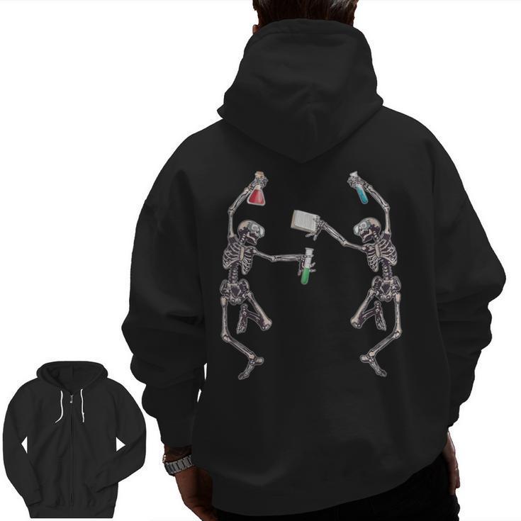 Science Teacher Dancing Skeleton Halloween Chemist Scientist Men Zip Up Hoodie Back Print
