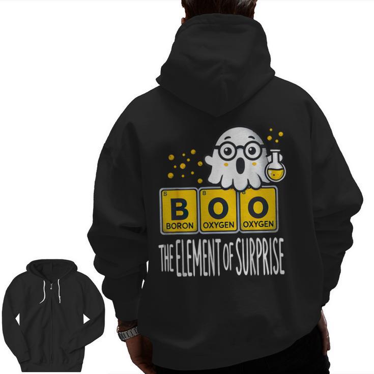 Science Teacher Halloween Elements Of Surprise Chemistry Men Zip Up Hoodie Back Print