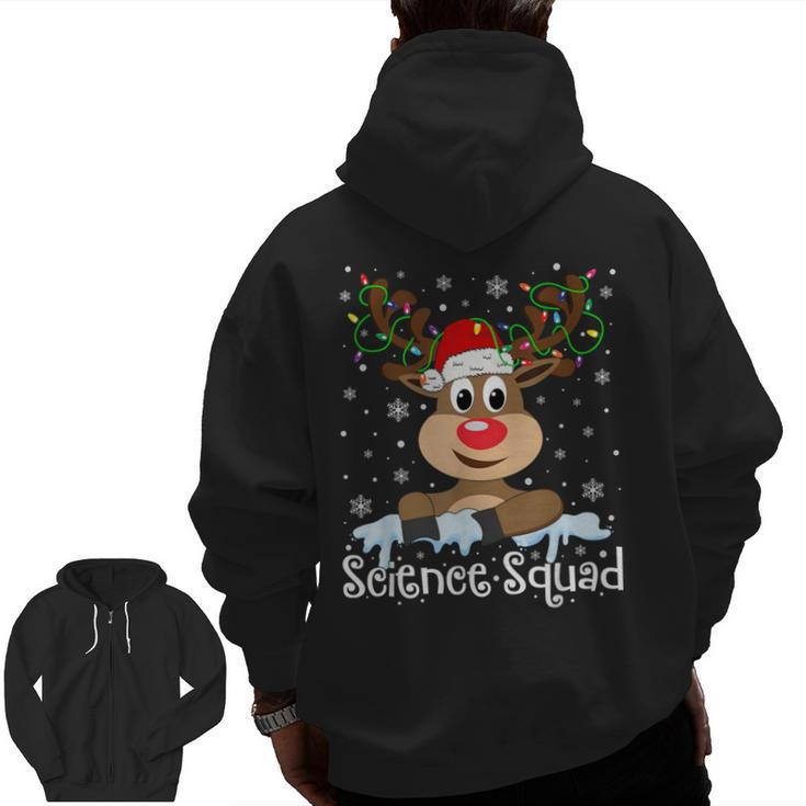 Science Teacher Squad Reindeer Christmas Teacher Xmas Lights For Men Women Men Zip Up Hoodie Back Print