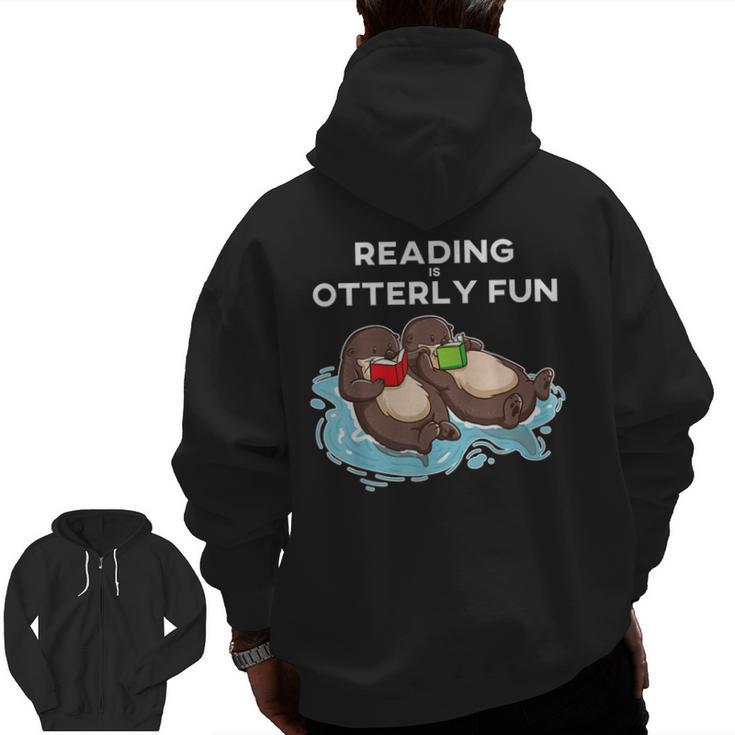Sea Otter Book Reading Shirt For Bookworm Teachers Men Zip Up Hoodie Back Print