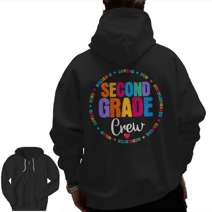 Second Grade Crew 2nd Back To School Teacher Team Squad Men Zip Up Hoodie Back Print