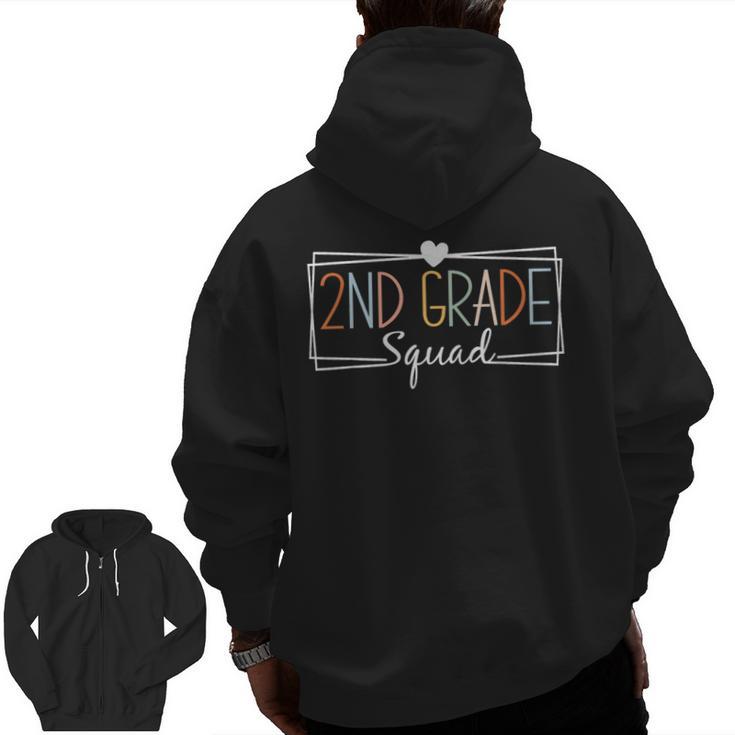 Second Grade Squad Teachers Kids 2nd Grade Back To School Men Zip Up Hoodie Back Print