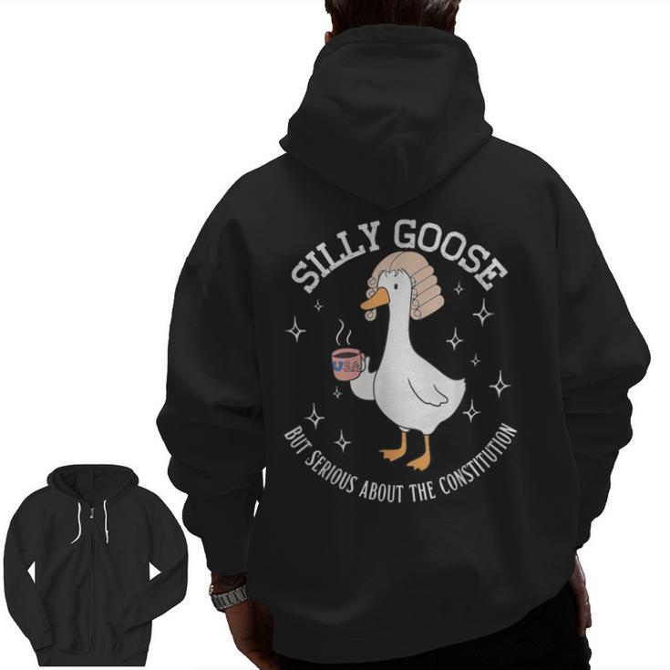Silly Goose Constitution History Teacher Middle School Men Zip Up Hoodie Back Print