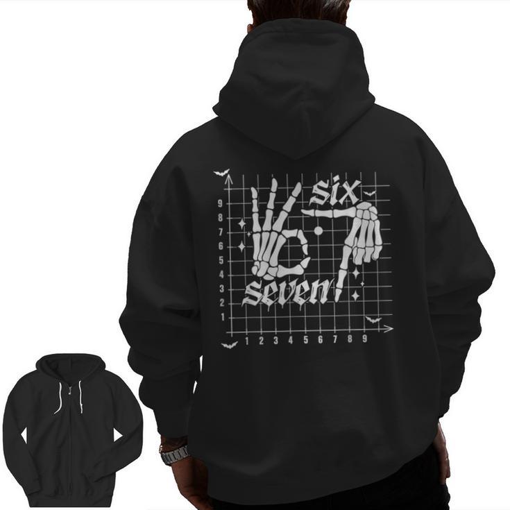 Six Seven Coordinate 67 Skeleton Math Teacher 67 Men Zip Up Hoodie Back Print