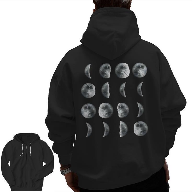 Space Science Student Teacher Leonard Moon Phases Men Women Kids Men Zip Up Hoodie Back Print
