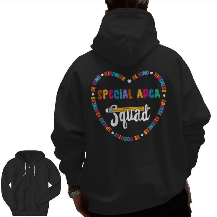 Special Area Squad Team Be Kind School Special Area Teacher Men Women Kids Men Zip Up Hoodie Back Print
