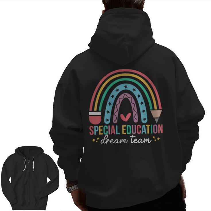 Special Education Dream Team Rainbow SPED Teacher Autism Men Zip Up Hoodie Back Print