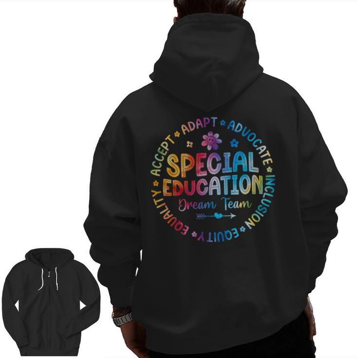 Special Education Squad Dream Team SPED Teacher Back School Men Zip Up Hoodie Back Print