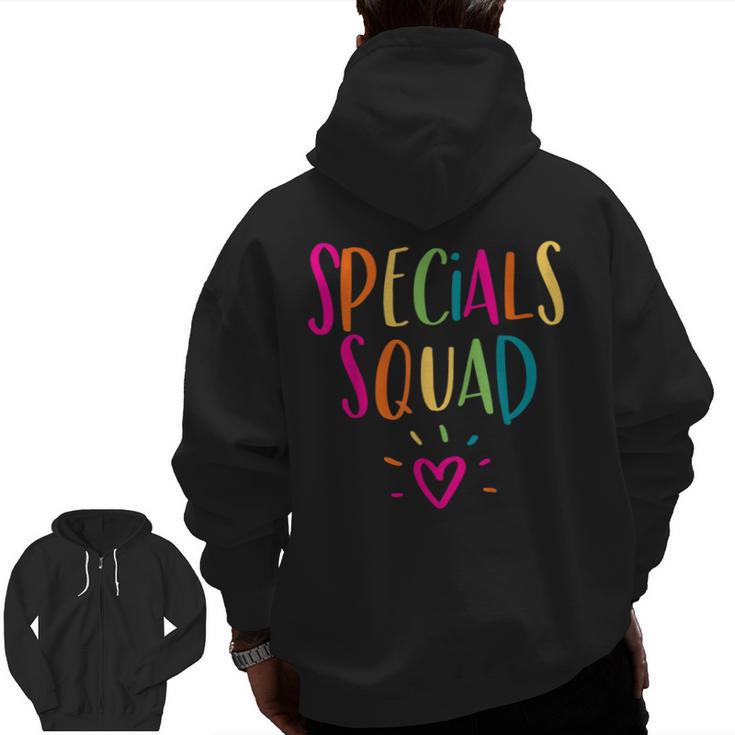 Specials Squad Art Music PE Tech Gym Teacher Team Men Zip Up Hoodie Back Print