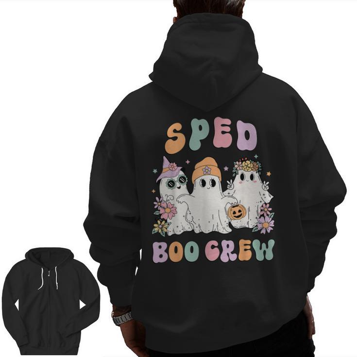 SPED Boo Crew Halloween Floral Ghost Special Ed SPED Teacher For Men Women Kids Men Zip Up Hoodie Back Print