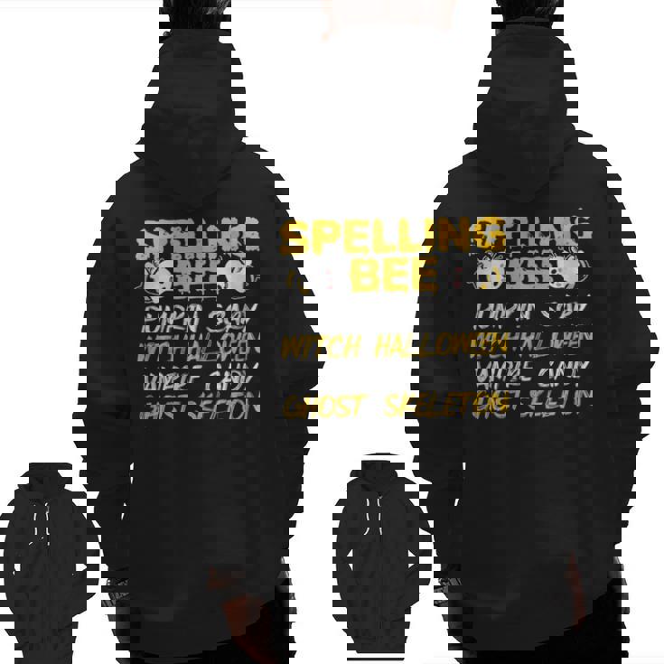 Spelling Bee Costume For a Halloween Teacher Pun Women Men Zip Up Hoodie Back Print