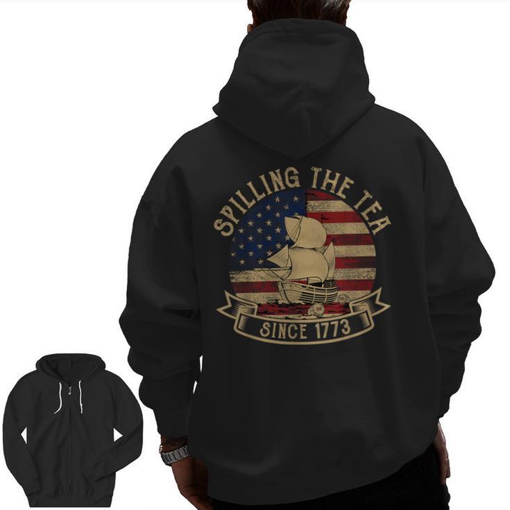 Spilling The Tea Since 1773 American History Teacher Vintage Men Zip Up Hoodie Back Print