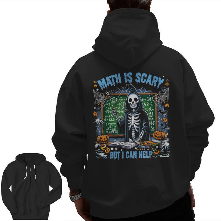 Spooky Halloween Math Teacher Men Zip Up Hoodie Back Print