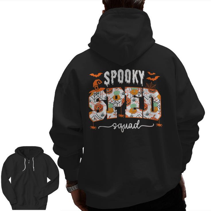 Spooky SPED Squad Special Education Teacher Halloween Ghost Men Zip Up Hoodie Back Print