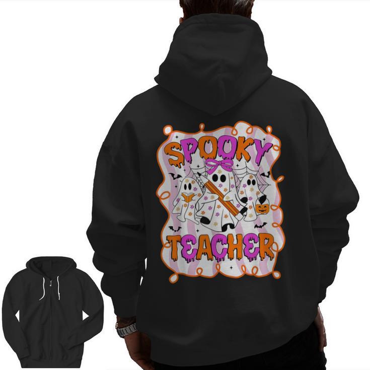 Spooky Teacher Ghost Pencil Teacher Halloween Teacher Men Zip Up Hoodie Back Print