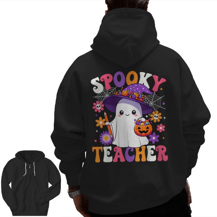 Spooky Teacher Halloween Cute Halloween Teacher Ghost Men Zip Up Hoodie Back Print