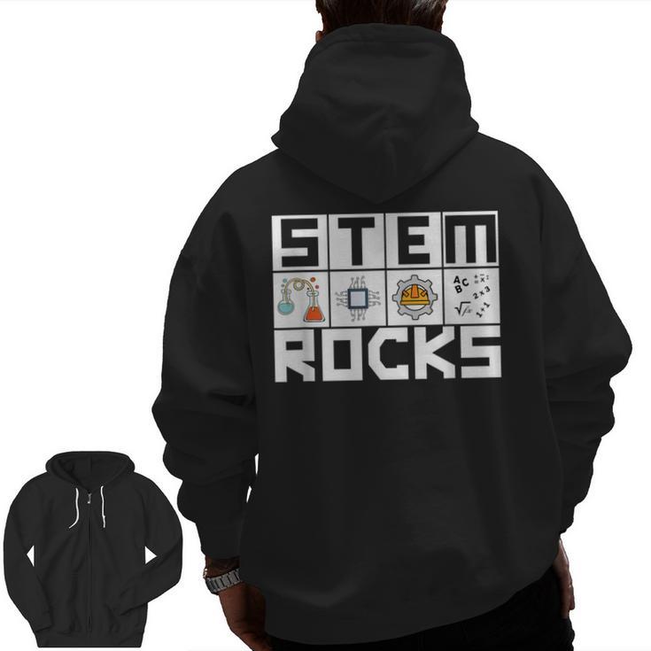 STEM Rocks Science Technology Engineering Math STEM Teacher Men Zip Up Hoodie Back Print