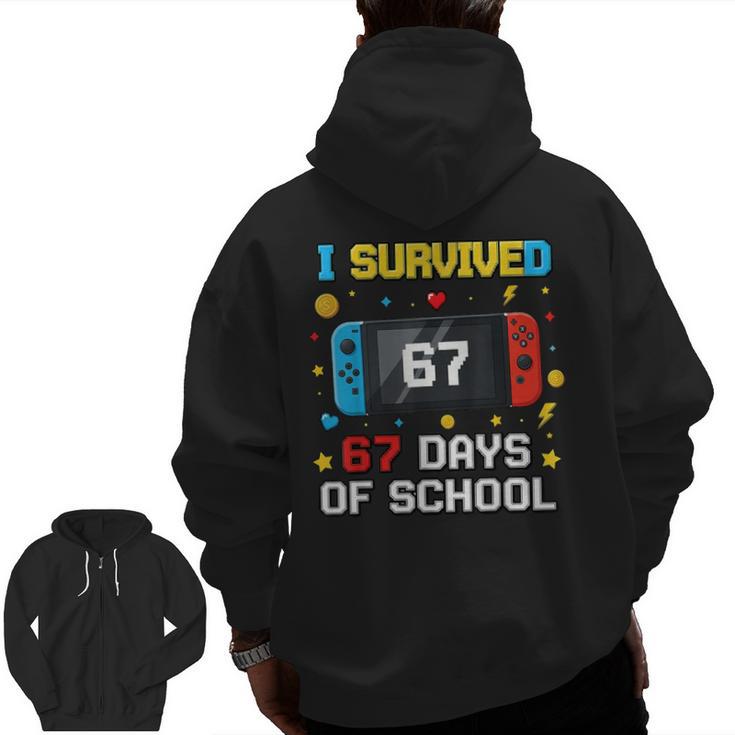I Survived 67 Days Of School 67 Teacher Squad Matching Men Zip Up Hoodie Back Print