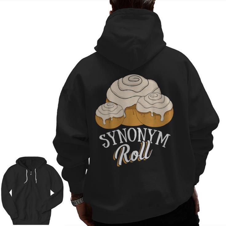Synonym Roll Teacher And Grammar Geeks Pun For Men Women Kids Men Zip Up Hoodie Back Print