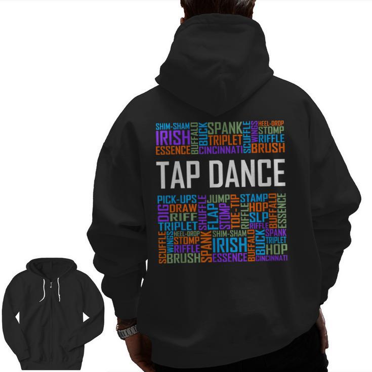 Tap Dance Words Lover Tap Dancer Dancing Teacher Men Zip Up Hoodie Back Print