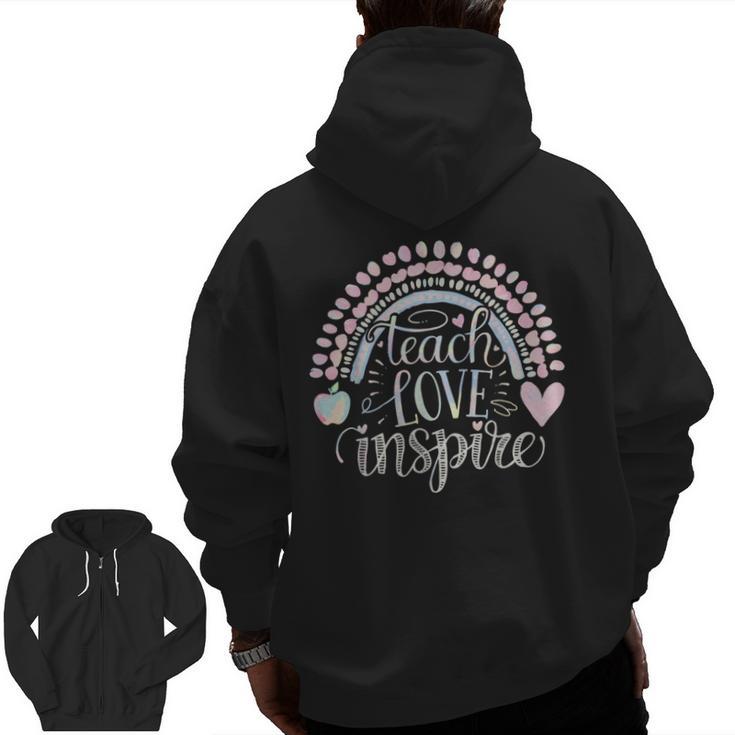 Teach Love Inspire Teacher Men Zip Up Hoodie Back Print