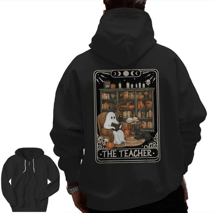 The Teacher Ghost Book Reading Books Lover Halloween Men Zip Up Hoodie Back Print
