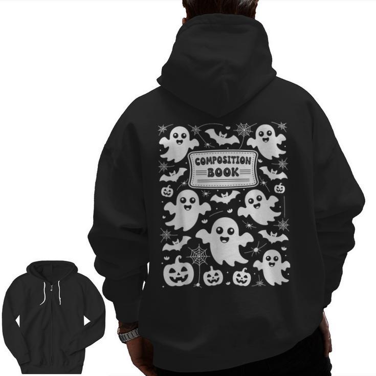 Teacher Halloween Composition Notebook Costume Halloween Men Zip Up Hoodie Back Print