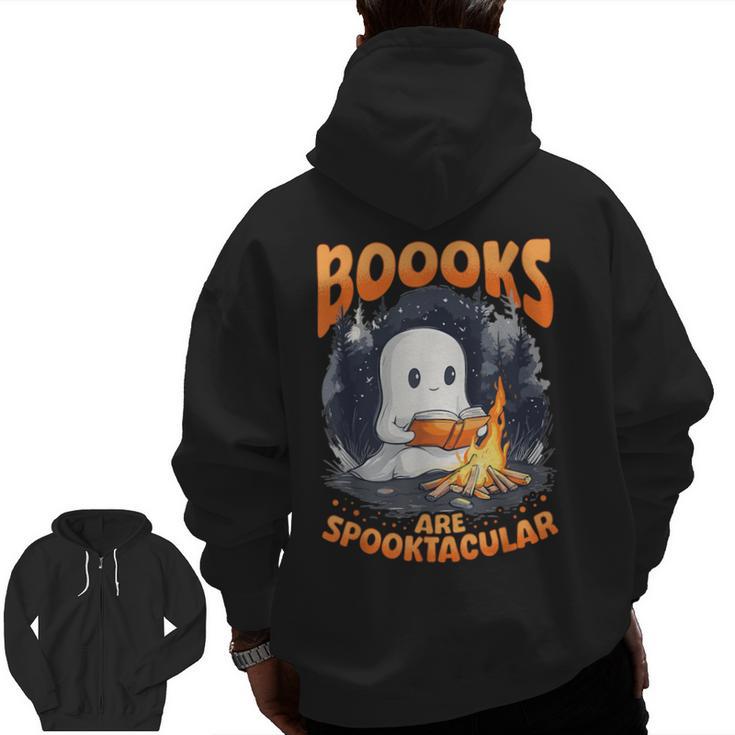 Teacher Halloween Ghost Reading Book Animal Boooks Are Men Zip Up Hoodie Back Print
