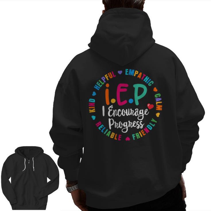 Teacher IEP IEP Encourage Progress Special Education Men Zip Up Hoodie Back Print
