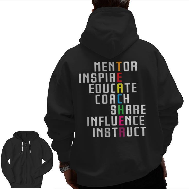 Teacher Inspirational Educator Favorite School Teacher Men Women Girls Kids Men Zip Up Hoodie Back Print
