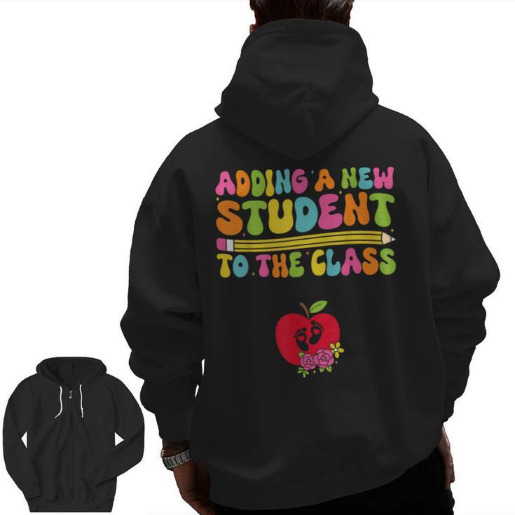 Teacher Pregnancy Announcement Clothing Expecting Teacher X-Small Men Zip Up Hoodie Back Print