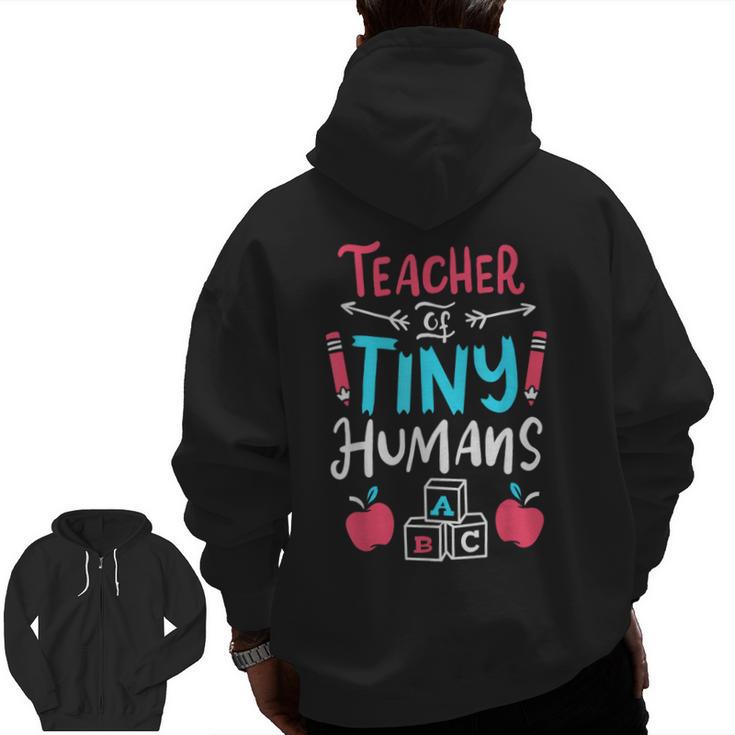 Teacher Preschool Pre K Kindergarten Men Zip Up Hoodie Back Print