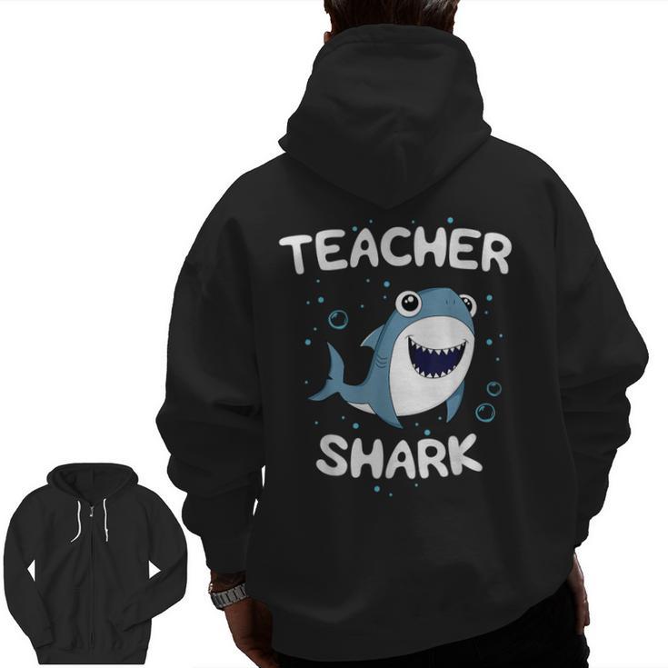 Teacher Shark Teaching Back To School Kindergarten Men Zip Up Hoodie Back Print