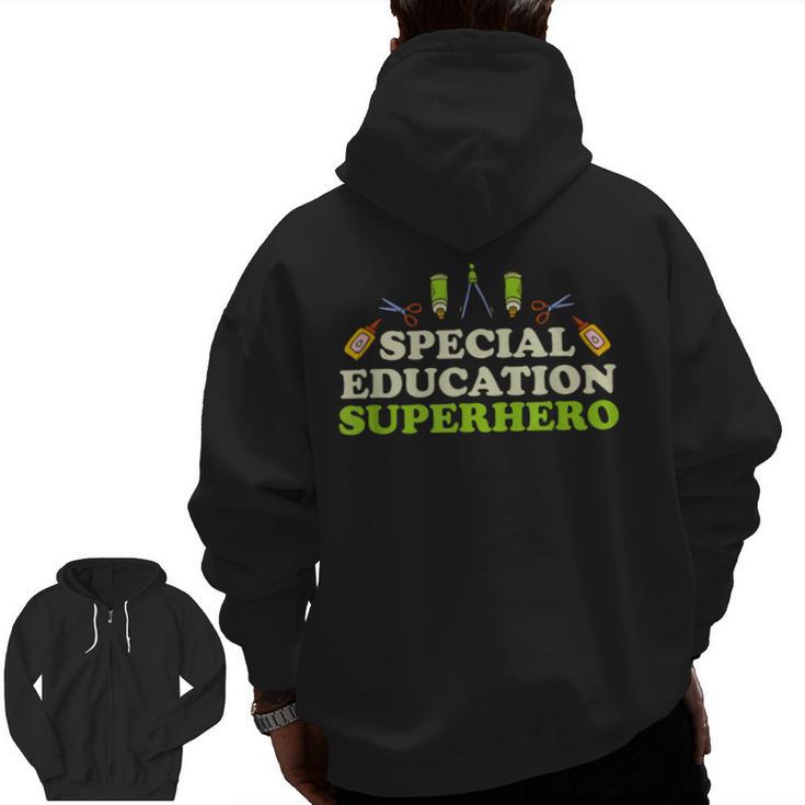 Teacher Superhero Student Educator Special Education Men Zip Up Hoodie Back Print