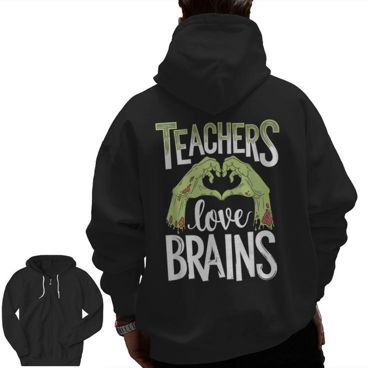 Teachers Love Zombie Teacher Halloween Fun Men Zip Up Hoodie Back Print