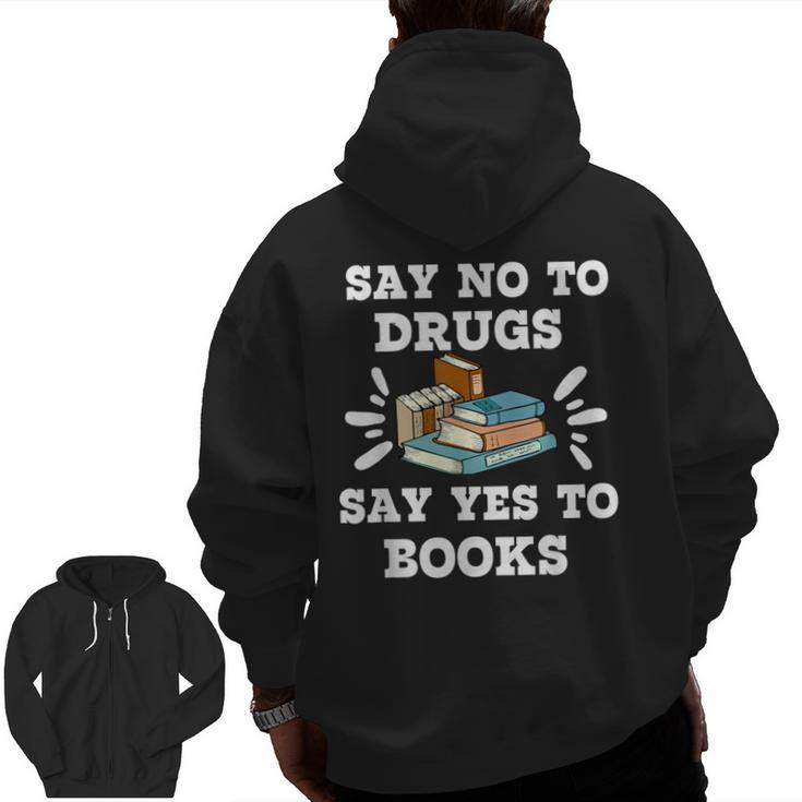 Teachers Red Ribbon Week Say No To Drugs Say Yes To Books Men Zip Up Hoodie Back Print