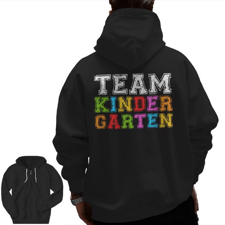Team Kindergarten Shirt Boy Girl Teacher Graduation Men Zip Up Hoodie Back Print