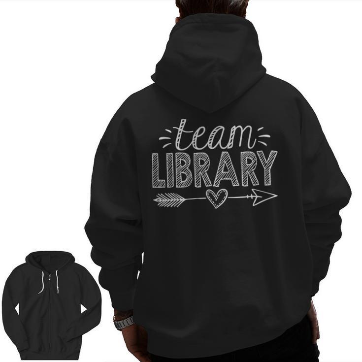 Team Library Tee Teacher Student Back To School Men Zip Up Hoodie Back Print