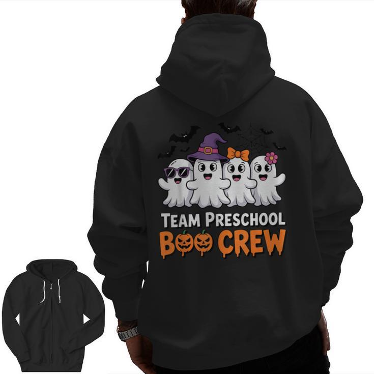 Team Preschool Boo Crew Halloween Teacher Student Costume Men Zip Up Hoodie Back Print