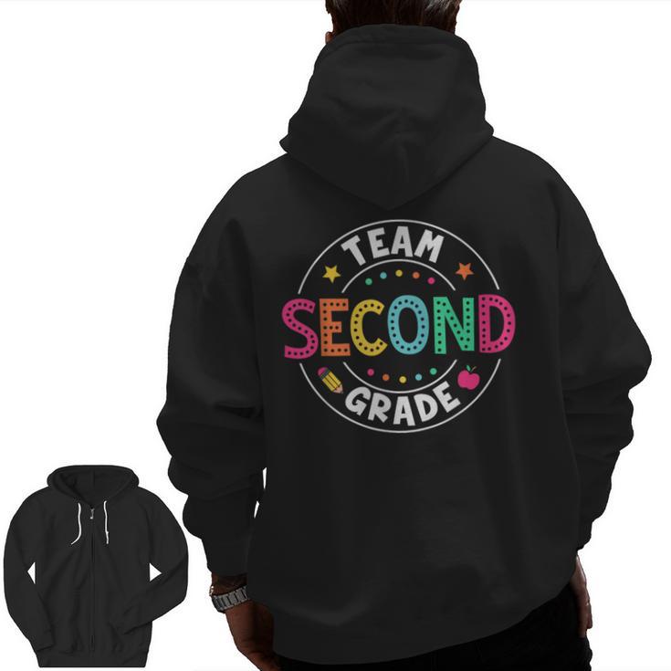 Team Second Grade Teacher Back To School 2nd Grade Squad Men Zip Up Hoodie Back Print