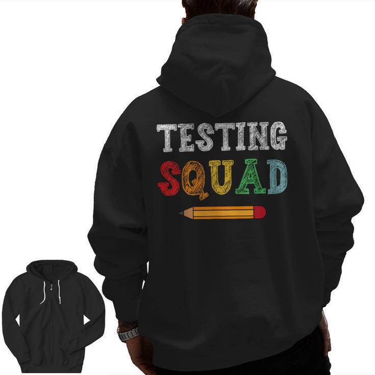 Testing Squad Costume Test Day Teacher Student School Men Zip Up Hoodie Back Print
