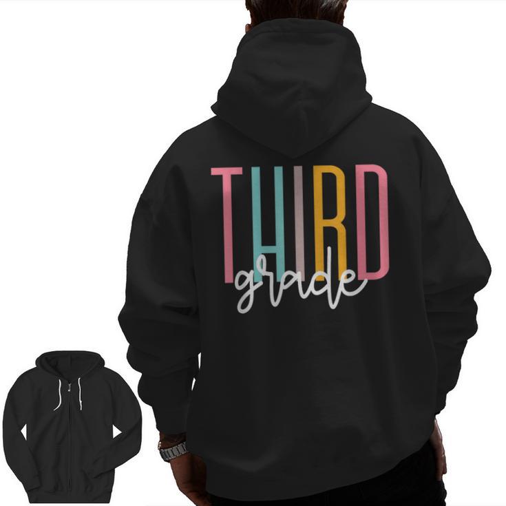Third Grade Girls Boys Teacher Team 3rd Grade Squad Men Zip Up Hoodie Back Print