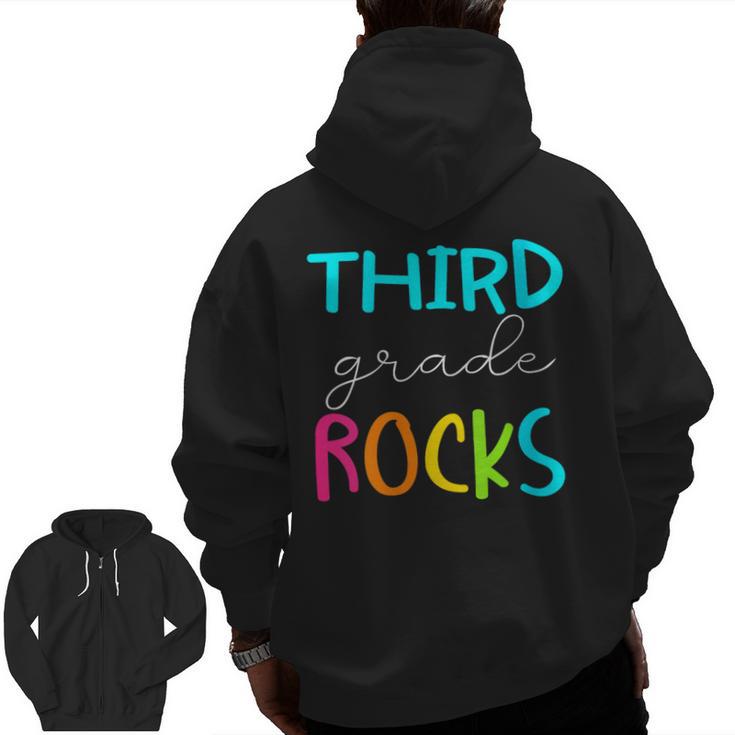 Third Grade Rocks Shirt Team 3rd Grade Teacher Men Zip Up Hoodie Back Print