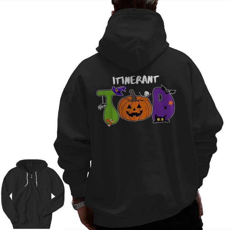 TOD Itinerant Teacher Of The Deaf Halloween ASL Interpreters Men Zip Up Hoodie Back Print