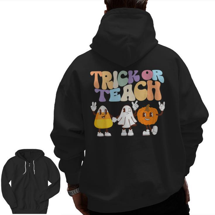 Trick Or Teach Cute Halloween Teacher Men Zip Up Hoodie Back Print