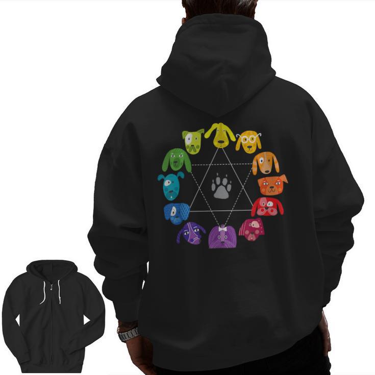 Unique For Artists By ADS Color Wheel Educational Art Teacher Dog Themed Artist Small Men Zip Up Hoodie Back Print