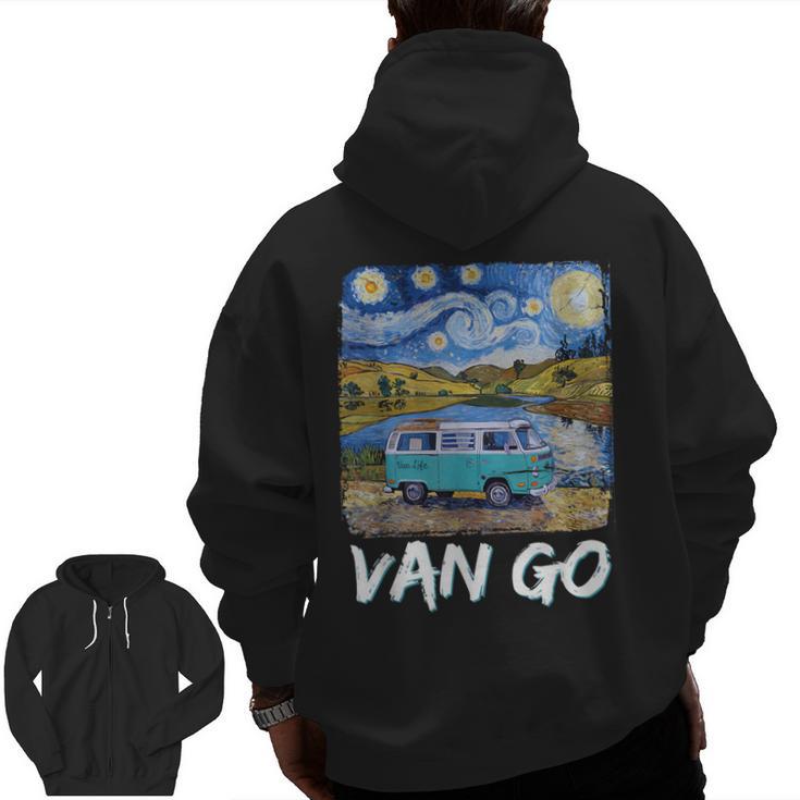 Van Go Retro Vanlife Art Teacher Men Zip Up Hoodie Back Print