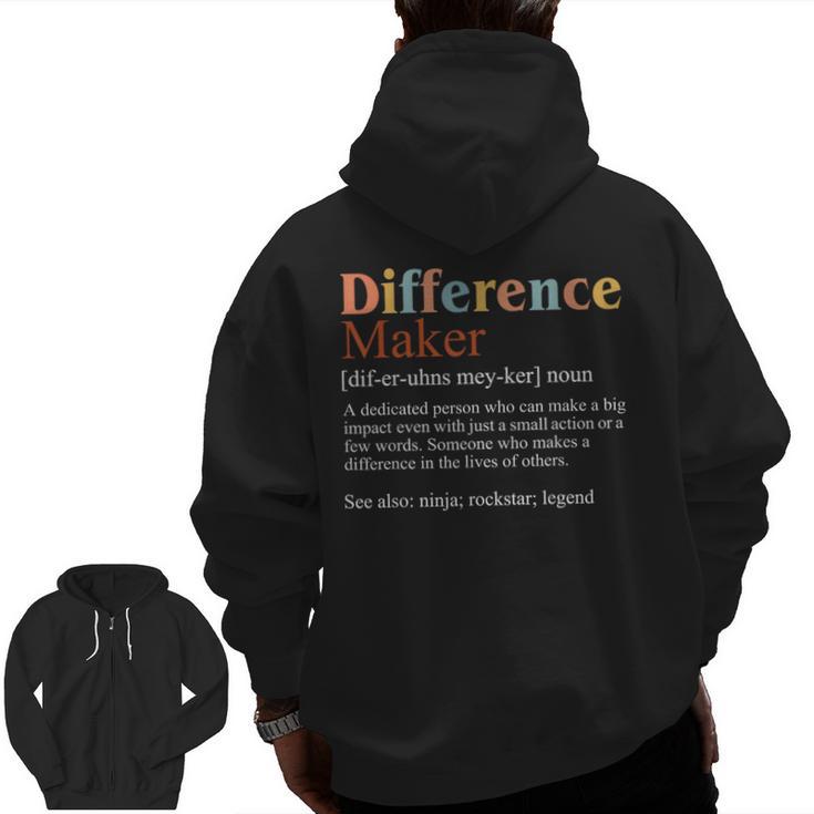 Vintage Difference Maker Definition Teachers Mom Boss Women Men Zip Up Hoodie Back Print